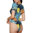 thumbnail image 4 of Uemuo Sunflowers Pattern Women's One Piece Short Sleeve Swimsuit Rash Guard Surfing Modest Quick-drying Swimsuit Beach Essentials-X-Large, 4 of 9