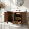 thumbnail image 3 of Vanity Art 42" Double Door Bathroom Vanity with Sink, Freestanding Storage Cabinet with Engineered Marble Top, Flip Down Tray, Drawer, and Shelf, 3 of 8