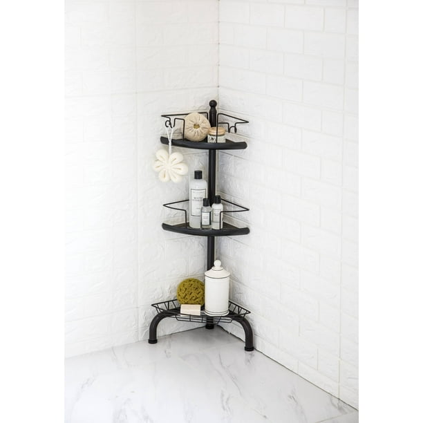 HomeZone 3 Tier Corner Shower Caddy with Adjustable Shelves Oil