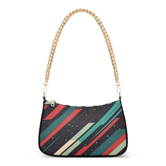 FORMRS Womens Shoulder Bag with Chain Strap Clutch Purse Cute Tote Handbag, Abstract Stripes