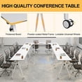 thumbnail image 4 of 55.1in Folding Conference Room Tables on Wheels, 4 Pack Large Mobile Meeting Seminar Table Rectangular Flip Top Training Conference Table for Home Office, Classroom, Business (White）, 4 of 7