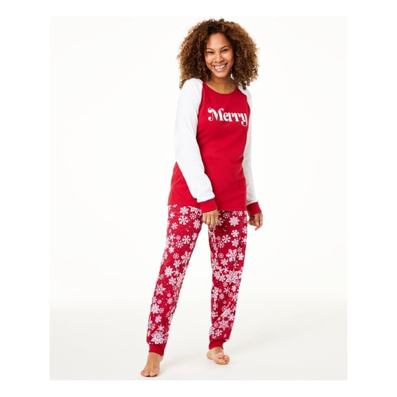 Family Pajamas Women's Matching Merry Pajama Set, Red, XL