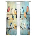 thumbnail image 2 of Sheer Curtain Panels Bird Rod Pocket Voile Window Curtains Oil Painting Animal Window Treatments Ligh Filtering Privacy Curtain Drapes for Bedroom Living Room 2 Panel Set 84 Inch Length,, 2 of 9