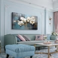 thumbnail image 5 of Aaheei Flower Canvas Wall Art Bedroom Wall Decor Living Room,Orchid Wall Art Office Kitchen Oil Paintings Artwork Modern Blue Grey Abstract Pictures Art Prints Waterproof Ready to Hang, 5 of 6