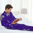 thumbnail image 6 of Daiia Dark Purple Snowflakes for Men's Long-Sleeved Pajama Set – Soft & Comfortable Sleepwear Button-Up Pajamas Cozy Lounge Wear-, 6 of 7
