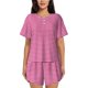 thumbnail image 1 of Fotbe Pink Gingham Conjunto de Pijama Estampado para Mujer, 2 Piezas, Ropa de Dormir con Camiseta de Manga Corta y Shorts Suaves-Medium, 1 of 6