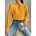thumbnail image 5 of Womens Tops Trendy 2025 Long Sleeve Shirts Blouses Dressy Casual Spring Summer Business Outfits Orange S, 5 of 9
