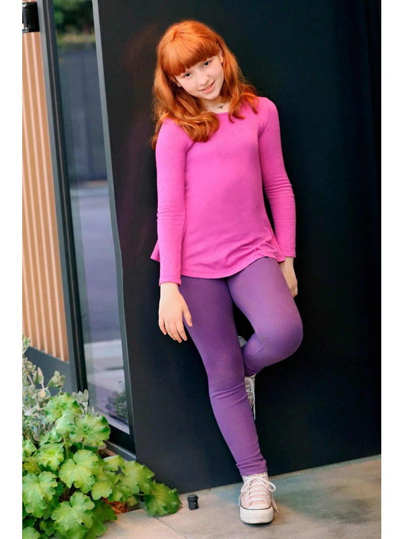 Made in USA Girls Cotton Solid Colored Baby Rib Leggings Hot