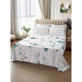 thumbnail image 2 of Turquoise Flowers Twim Size Flat Sheet, Wrinkleproof & Fadeproof Cooling Flat Bed Sheet Only, Farmhouse Spring Botanical Floral Breathable Soft Bedding Top Sheets 66 x 96 Inches, 2 of 8
