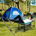 thumbnail image 3 of Gymax Folding Hammock Indoor & Outdoor Hammock with Side Pocket & Iron Stand Turquoise, 3 of 10