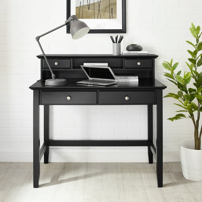 Crosley Furniture Campbell Wooden Writing Desk and Hutch in Black