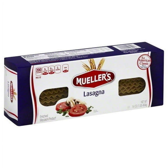 Mueller's Sodium-Free, Cholesterol-Free Lasagna Pasta, 16 oz (Shelf-Stable)