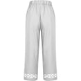 thumbnail image 4 of Aihuaihua Linen Pants Women Lounge Wide Leg Casual Dressy Hollow Out Office Trousers Trendy 2026 Cotton Pants with Pockets White XXL, 4 of 5