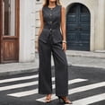 thumbnail image 2 of Ashirexll Two Piece Sets for Women, Womens Summer Outfits, Fashion Striped Denim Sleeveless Top and Slim Pocket Pant Set, 2 of 5
