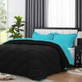 thumbnail image 2 of D.N.G. BEDDINGS 5 Piece Luxury Reversible Diamond Pattern Comforter Set Premium Super Soft, All Season 800 TC, 100% Egyptian Cotton Full/Queen Size Turquoise Blue/Black Solid Color, 2 of 7