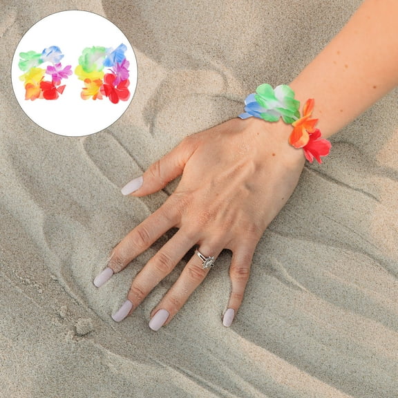 OULII 10 Pairs Elastic Wristband for Luau Party Favors and Costume Parties
