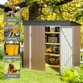 thumbnail image 4 of 6x4 FT Metal Shed, Asofer Brown Outdoor Storage Shed with Slooping Roof Tool Shed Bike Shed for Backyard, Patio, 4 of 10