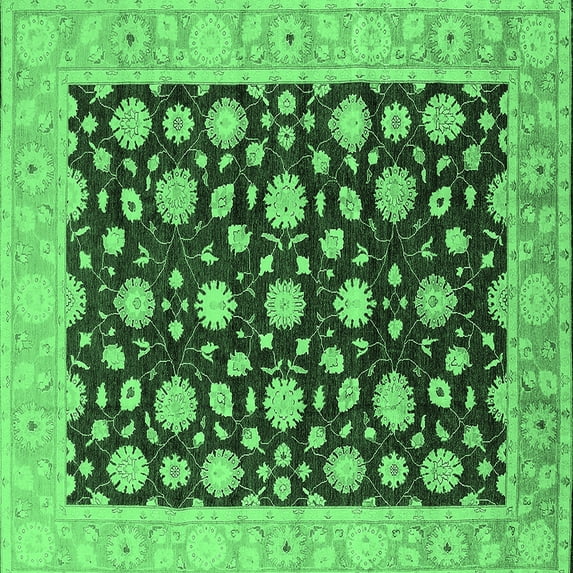 Ahgly Company Indoor Square Oriental Emerald Green Traditional Area Rugs, 8' Square