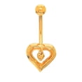thumbnail image 2 of JewelStop 14k Solid Yellow Gold Dangle Heart Belly Button Navel Ring Body Jewelry, 1.5gr., 2 of 3