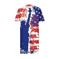 thumbnail image 5 of Sakmal Midi Spring Dresses T Shirt Short Sleeve Petite V Neck American Flag Blue Dresses L-5XL, 5 of 5