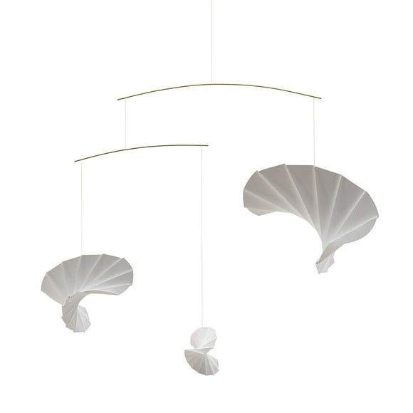 Waves 3 Hanging Mobile - 23 Inches - High Quality Plastic and Gold Plated Stainless Steel Bars - Handmade in Denmark by Flensted