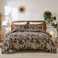 thumbnail image 2 of Vintage Floral Comforter Set Queen, 100% Natural Cotton Bedding with Brown Floral and Butterfly, Soft Breathable Comforter Set for All Seasons, 2 of 12