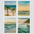 thumbnail image 2 of PixonSign Framed Wall Art Tropical Beach Palm Tree Sunset Ocean Oasis Prints, Set of 4 Sea Landscape Wall Decors, Nature Wall Décor, Adhesive Canvas Poster, Modern Home Artwork - 8"x10" White, 2 of 5