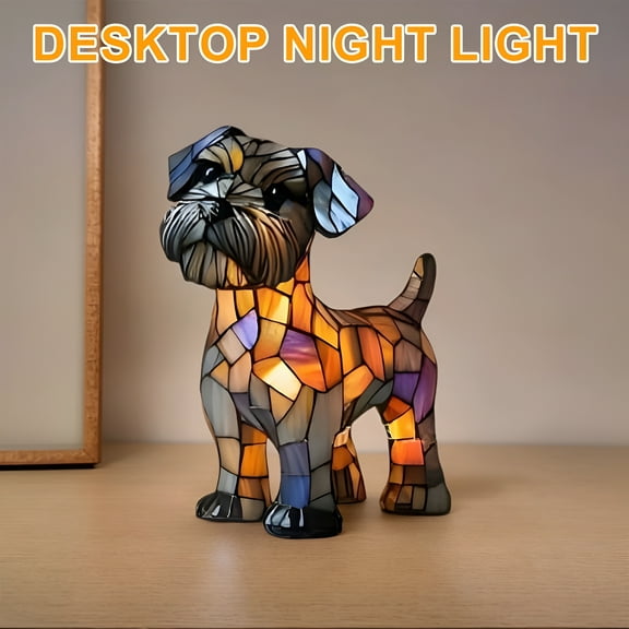 HIBIBUD Schnauzer Lamp,Novelty Dog Lamp,Dogs Series Art Night Light,Vintage Pet Dogs Themed Tabletop LED Night Light for Home Decor,Fun Gift for Pet Lovers,Family,Friends
