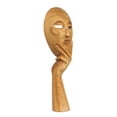 thumbnail image 5 of 16" Wooden Hand Carved Abstract Thinker Mask Stand Alone Statue or Wall Hanging Sculpture Decor Handmade Home Accent Handcrafted Thinking Figurine Art, 5 of 9