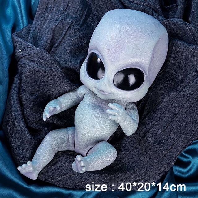Muñecas alienígenas realistas y bonitas de 14 pulgadas, simulación de silicona, muñecas de piel gris y azul Reborn, juguetes