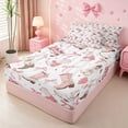 thumbnail image 2 of meiyoeat Pink Ribbon Bows Zipper Twin Comforter Sets with Fitted Sheet and 2 Pillowcases For Girls,Fashion Western Cowgirl Boots Zipper Bedding Set For Kids,Pink Reversible,4-Piece, 2 of 7