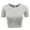 HGREY, variant on FashionMille Women's Basic Solid Crew Neck Stretch Ribbed Knit Short Sleeve Crop T Shirt Top