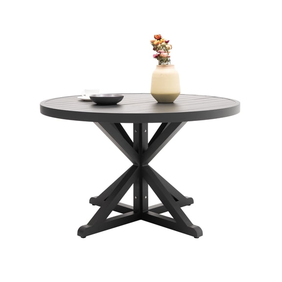 Outdoor Dining Table for 4 Round Table for Patio Aluminum Bistro Table Outdoor Furniture, Gray