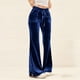 thumbnail image 1 of Karight Velvet Pants Women Lounge Comfy Womens Velour Flare Pants Casual Pants Wide Leg High Waisted Drawstring with Pockets, 1 of 5