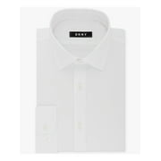 DKNY Mens White Easy Care, Spread Collar Slim Fit Performance Stretch Dress Shirt M 15.5- 34/35
