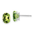 thumbnail image 1 of 14K White Gold Earring Stud Women'S Peridot Center Stone Mounting Oval Green 9 mm 6, 1 of 2