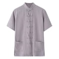 thumbnail image 1 of Men's and Women's Loose Imitation Linen Classical - Style Short - Sleeve Shirt, 1 of 3