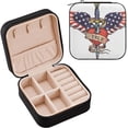 thumbnail image 2 of PU Leather Jewelry Box, Usa Flag Wing and Heart Travel Jewelry Case Portable Jewelry Organizer Storage Holder Boxes for Women Girls for Necklace Bracelet Earrings Rings, 2 of 7