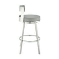 thumbnail image 3 of Lynof Swivel Counter Stool in Brushed Stainless Steel with Light Gray Faux Leather, 3 of 10
