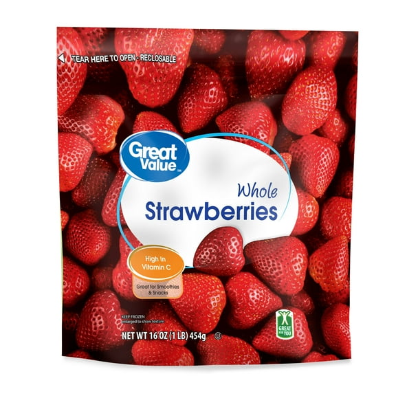 Great Value Whole Strawberries, Frozen, 16 oz resealable bag