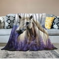 thumbnail image 2 of JEUXUS  40"x50" Horse Blanket with Purple Lavender, Super Soft Throw Blankets for Girls, 2 of 6