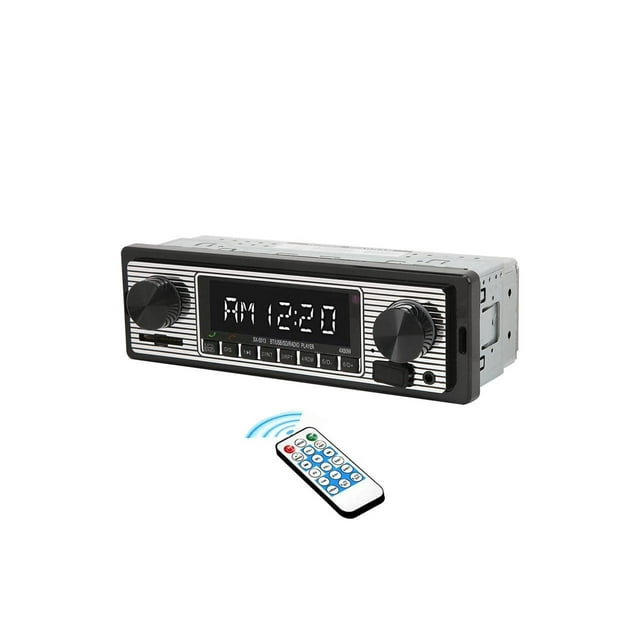 Bluetooth Vintage Car Stereo MP3 Player Dual Knob Audio Classic Stereos, USB/SD/MP3/AUX FM WMA/WAV Radio Receiver Hands Free Wireless Remote Control