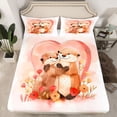 thumbnail image 2 of Manfei Boys Girls Cartoon Otters 4 Pieces Queen Sheet Sets,Chic Floral Love Heart Ultra Soft Flat Sheet,Happy Valentine's Day Queen Fitted Sheet,Breathable Home Decor, 2 of 7