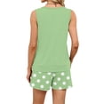 thumbnail image 7 of Two Piece Sets for Women Summer Lounge Womens Short Sets Beach Vacation Sleeveless Tank Top Square Neck Drawstring Polka Dots Matching Outfits Cyan XXL, 7 of 7