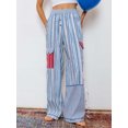 thumbnail image 4 of Raccmtaty Women Striped Pants, Elastic Waist Casual Pants Loose Trousers Streetwear with Pockets, 4 of 8