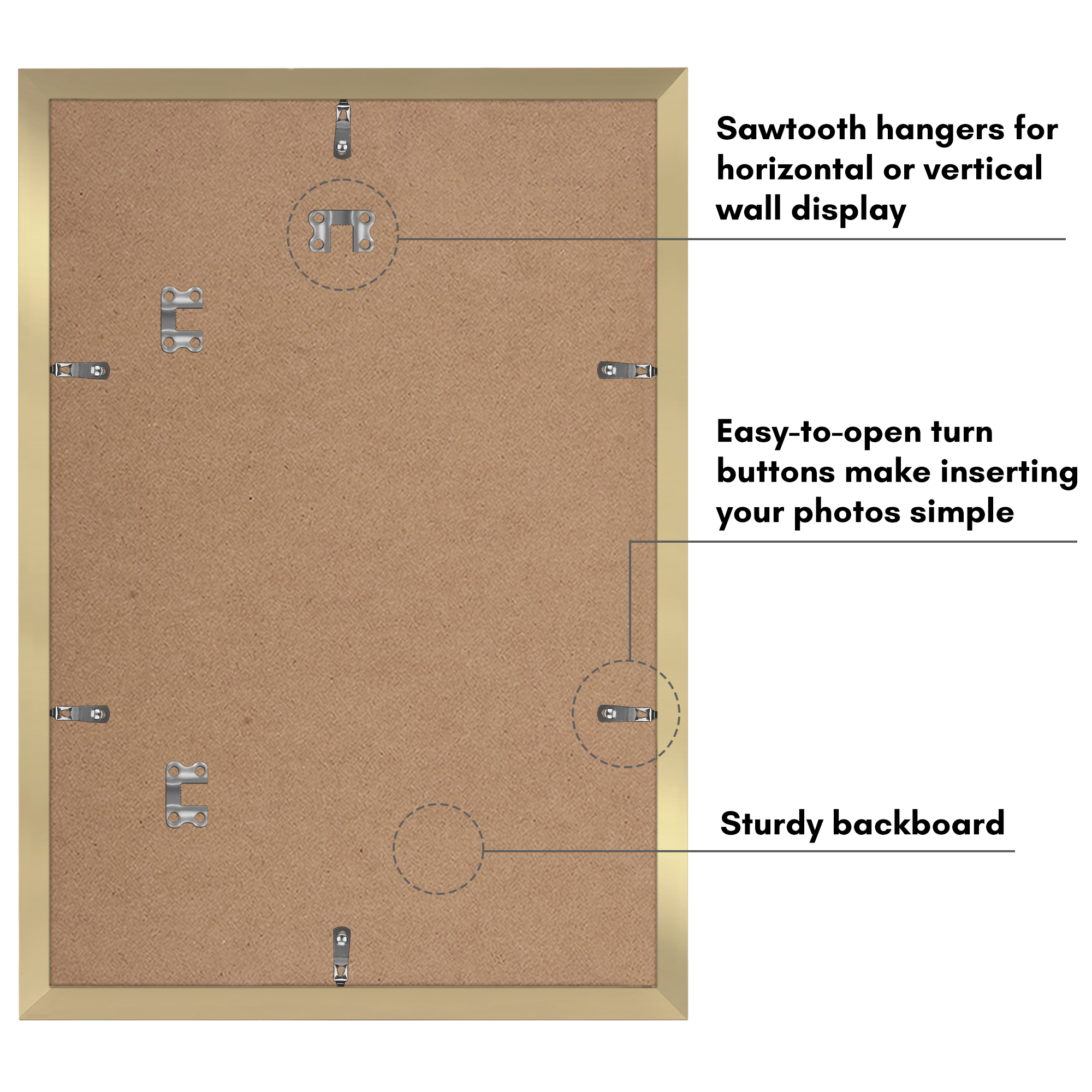 Americanflat 13x19 Picture Frame with Polished Plexiglass with 11x17 Mat 5 Pack Display Photo Galleria - Gold