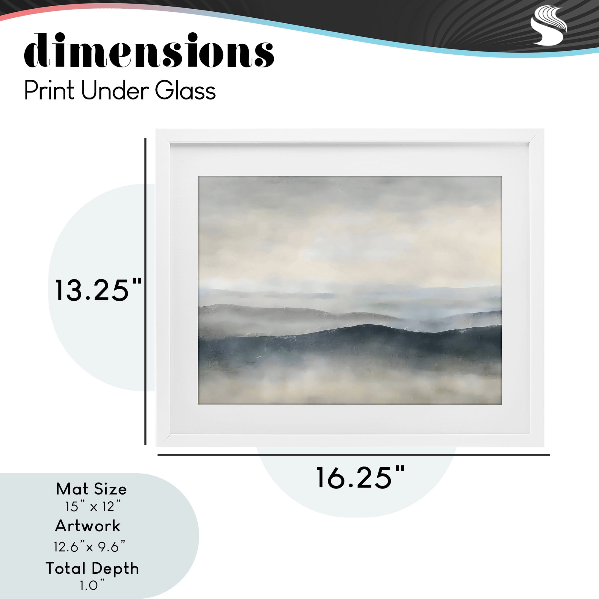 Stupell Industries Muted Horizon Serenity White Framed Print Under Glass, design by Riley B