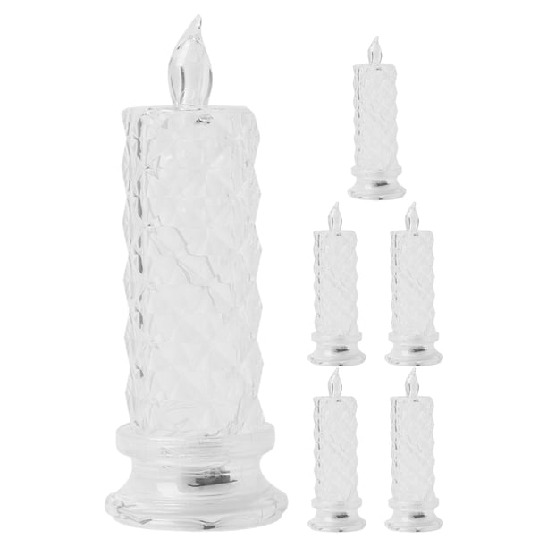Candelabro Led transparente, luz de vela eléctrica, decoración de fiesta, accesorio de vela, 6 uds.