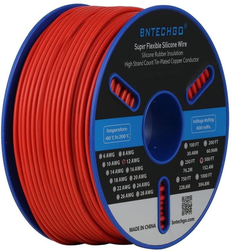 Fine Strand Tinned Copper Blue 100 ft 12 AWG Gauge Silicone Wire Spool 
