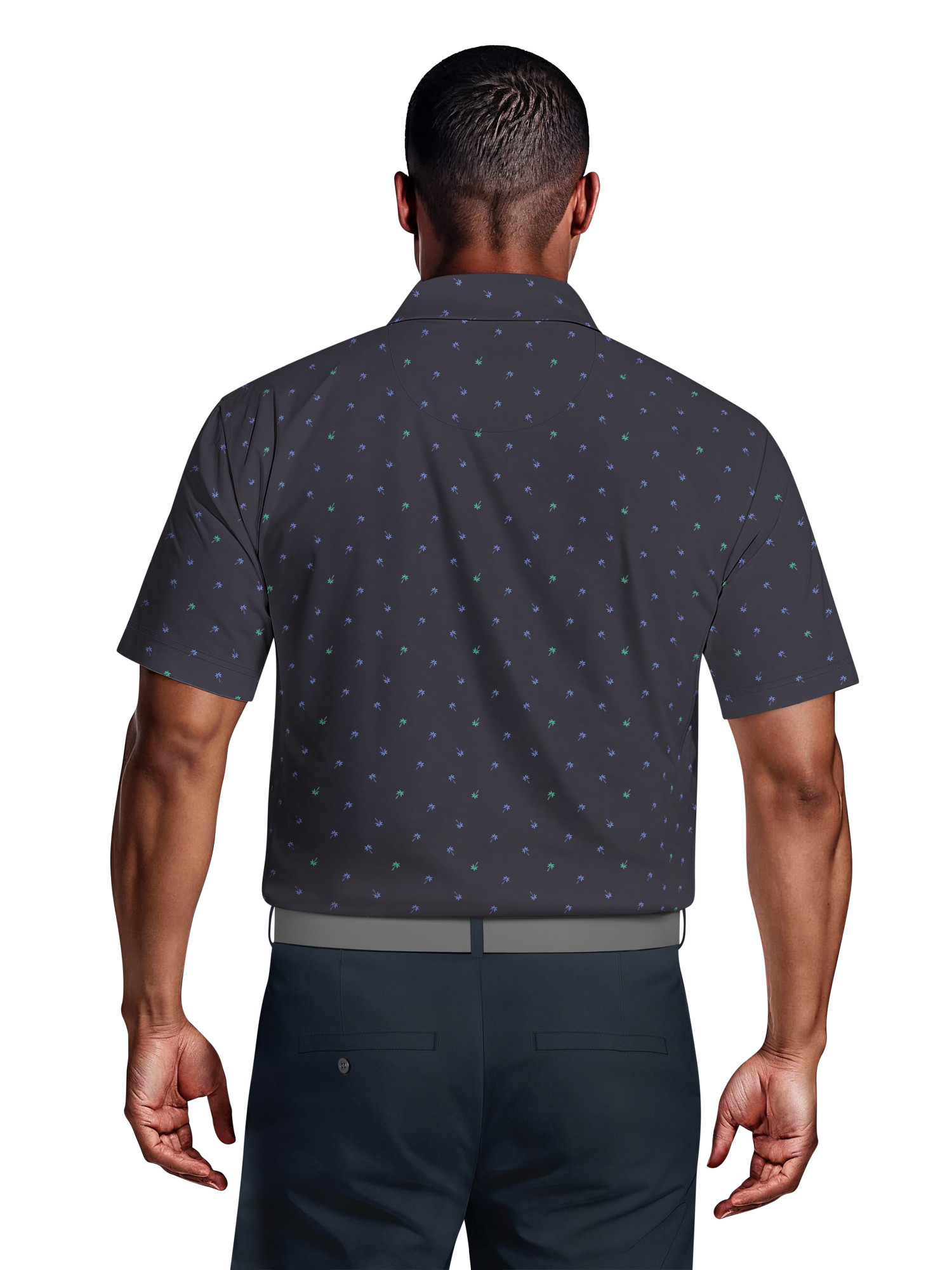Ben Hogan Men's & Big Men's Performance Palm Tree Print Short Sleeve Polo Shirt, up to 5XL
